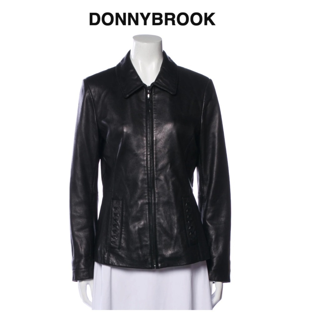 Donnybrook 100% Leather Zipped Black Jacket, Medium NWOT